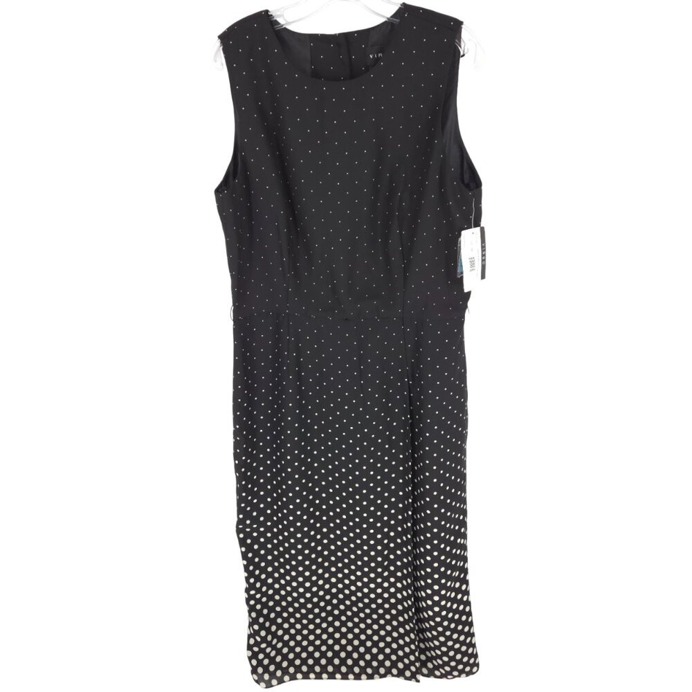 Virgo Dress Black White Polka Dots Sleeveless Satin Lined Maxi Dress Retro 16